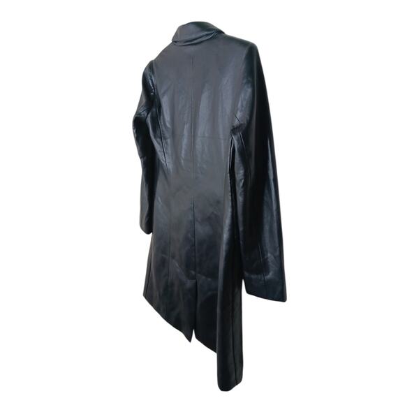Chico’s Faux Leather Topper Coat Black Longline Blazer Jacket Size 0 (S) NWT - Picture 3 of 16